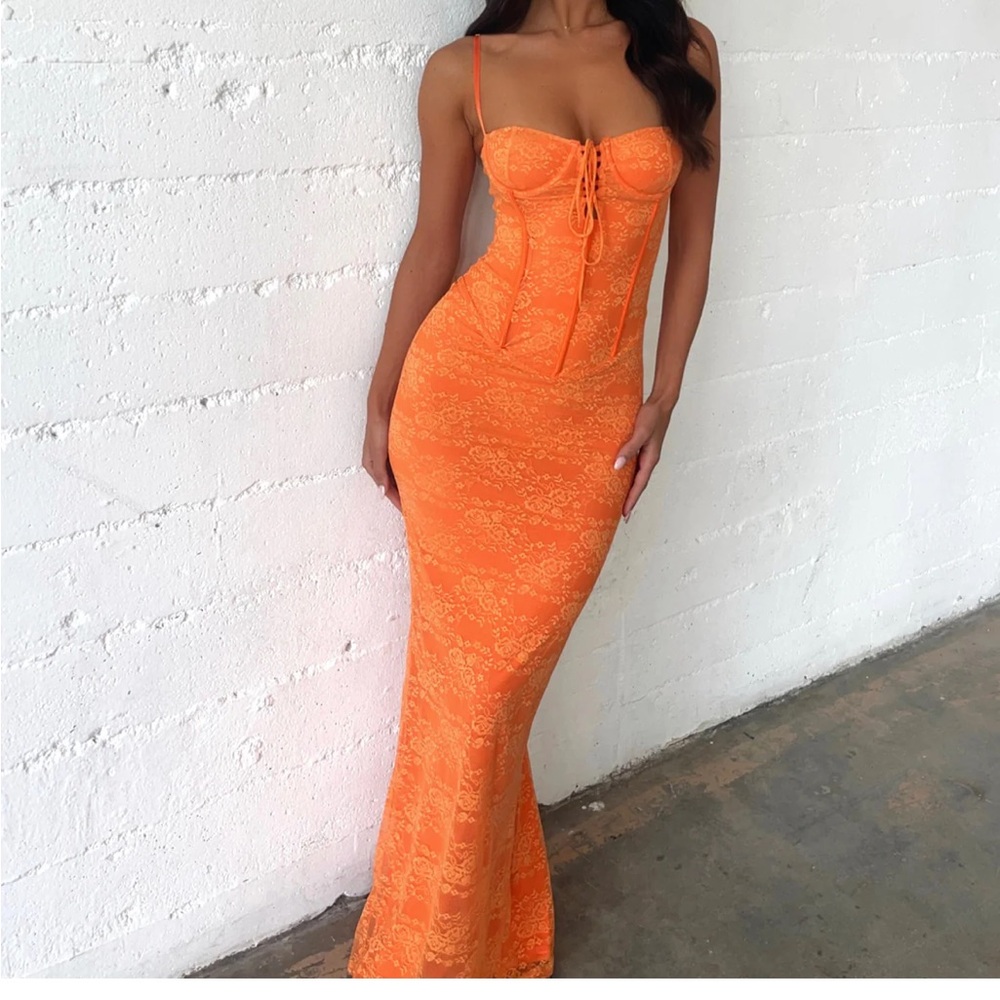 NEW Outcast Orange Lace Maxi Dress